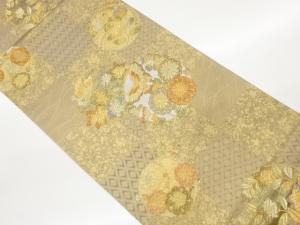 花輪に蝶・古典柄模様織出し袋帯